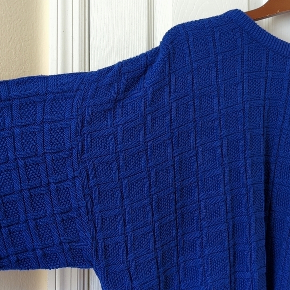 Claiborne 90's Vintage Classic Woven Jacquard Knit Crewneck Sweater Blue XL - Picture 3 of 9